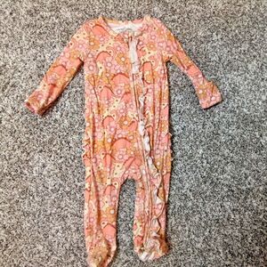 Caden Lane Baby Girls 3-6 Months Dinosaur Floral Full Zip Sleeper Footie